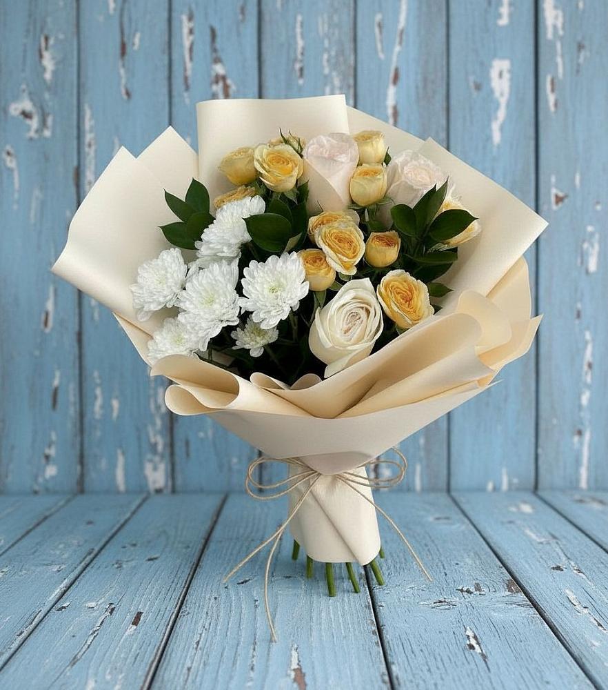 Букет цветов из: Розы и Хризантемы в Куйтун