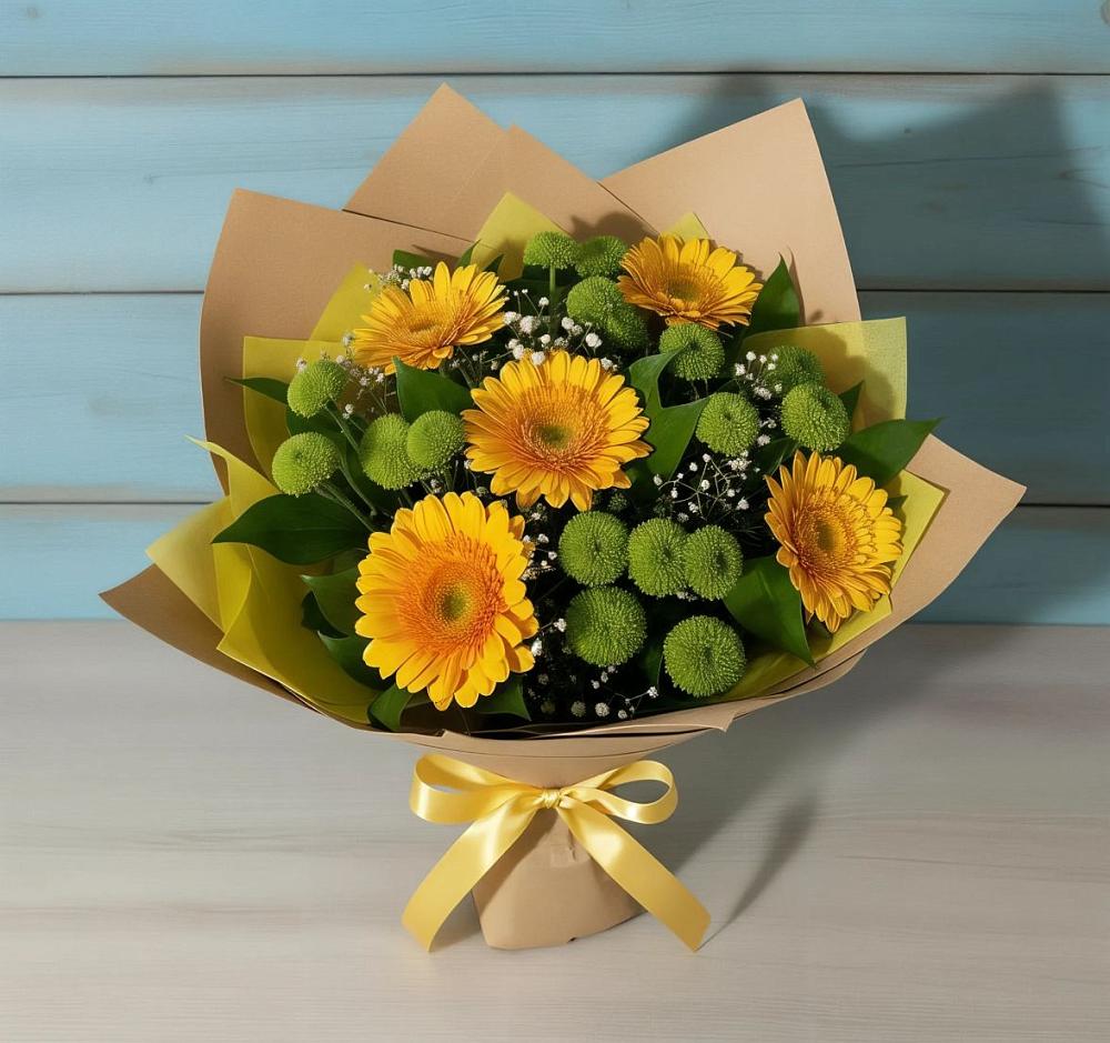 Букет цветов из: Герберы и Хризантемы в Куйтун