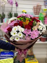 Букет цветов из:  Розы, Хризантемы и Альстромерии #REPLACE_PRED# Куйтун