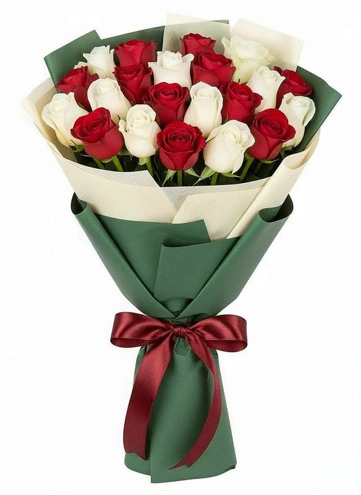 Букет Микс из красных и белых роз в Куйтун