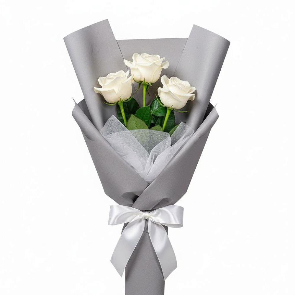 Букет 3 белые розы в Куйтун