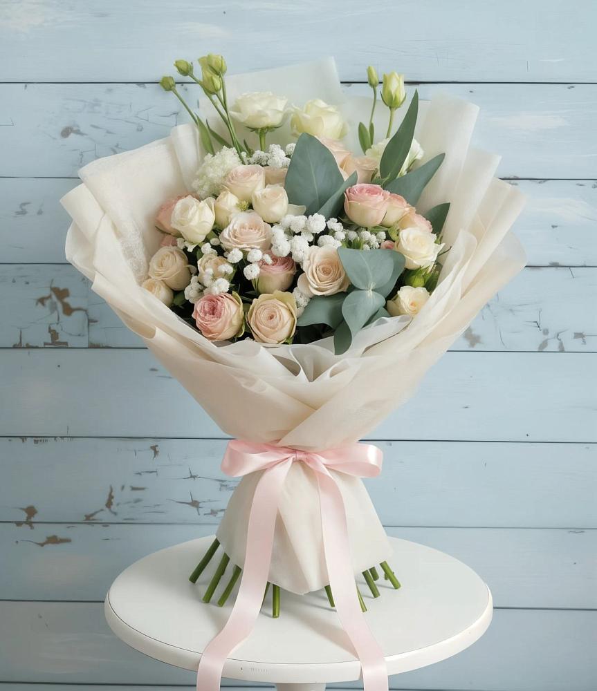 Букет цветов из: Розы и Лизиантусы в Куйтун