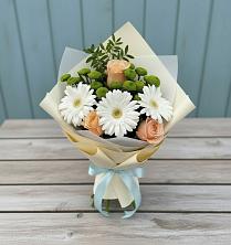Букет цветов из:  Герберы, Розы и Хризантемы в Куйтун