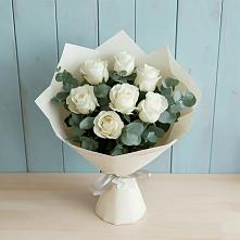 Букет Белые розы в Эвкалипте в Куйтун