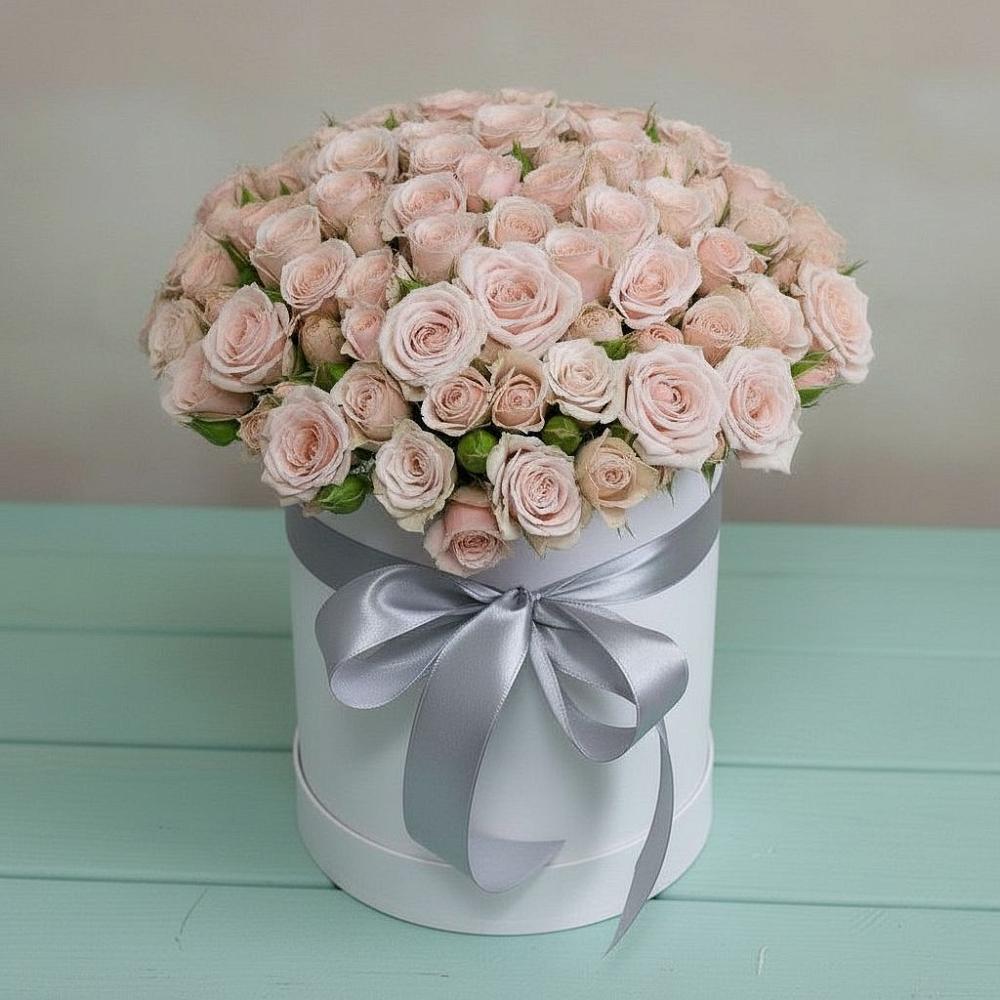 Цветочная композиция из Розы в шляпной коробке в Куйтун